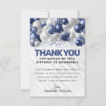 Moderner Navy Blue Silver Ballon Glitzer Geburtsta Dankeskarte<br><div class="desc">Modern Glam Navy Blue Silver Ballon Glitzer Sparkle Jedes Alter Vielen Dank für Ihre Geburtstagskarte</div>