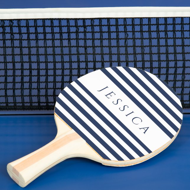 Moderner Navy Blue Strip Individuelle Name Tischtennis Schläger (InSitu)