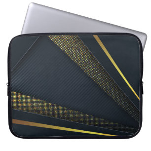 Moderner Navy-Gold-Halbmond-Muster Laptop-Sieb Laptopschutzhülle