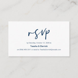Moderner Navy lässige Eleganz Schriftart Hochzeit  Begleitkarte