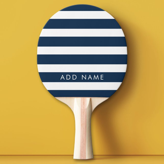 Moderner Navy- und White Strip Pattern Individuell Tischtennis Schläger (Custom Ping Pong Paddle)