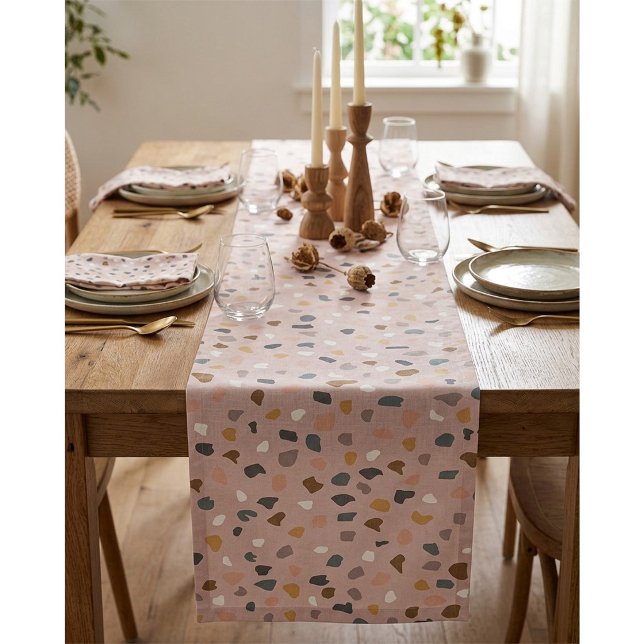 Moderner neutraler Terrazzo-Mustertafel Kurzer Tischläufer (Von Creator hochgeladen)