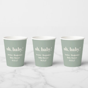 Moderner Niedlich Sage Green Baby Dusche Individue Pappbecher