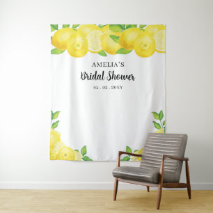 Moderner Niedlicher Citrus Lemon Brautparty Hinter Wandteppich