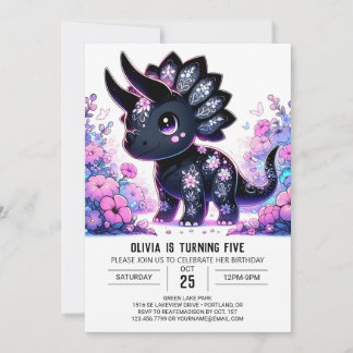 Moderner Niedlicher Dinosaurier Digitaler Geburtst Einladung