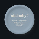 Moderner Niedlicher Duschkopf Blue Baby Dusche Ind Pappteller<br><div class="desc">Moderne Niedliche Blue Baby Dusche Individuelle Name Paper Teller</div>