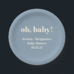 Moderner Niedlicher Duschkopf Blue Baby Dusche Ind Pappteller<br><div class="desc">Moderne Niedliche Blue Baby Dusche Individuelle Name Paper Teller</div>