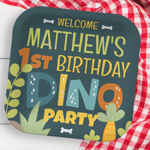 Moderner Niedlicher Geburtstag von Dino Dinosaur K Pappteller