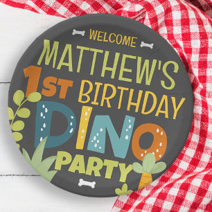 Moderner Niedlicher Geburtstag von Dino Dinosaur K Pappteller