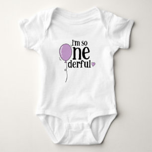 Moderner Niedlicher Lilac Ballon Ein Geburtstag Baby Strampler