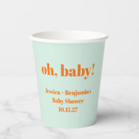 Moderner Niedlicher Mint Orange Baby Dusche Indivi