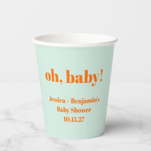 Moderner Niedlicher Mint Orange Baby Dusche Indivi Pappbecher