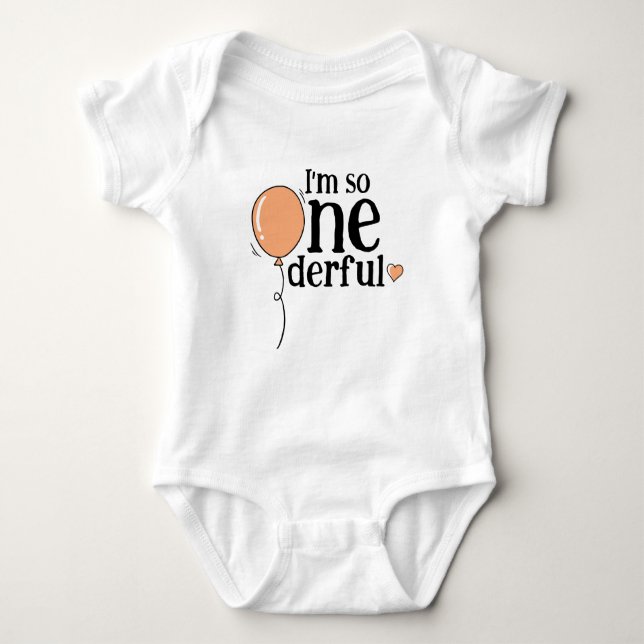 Moderner Niedlicher Orange Ballon Onederday Baby Strampler (Vorderseite)