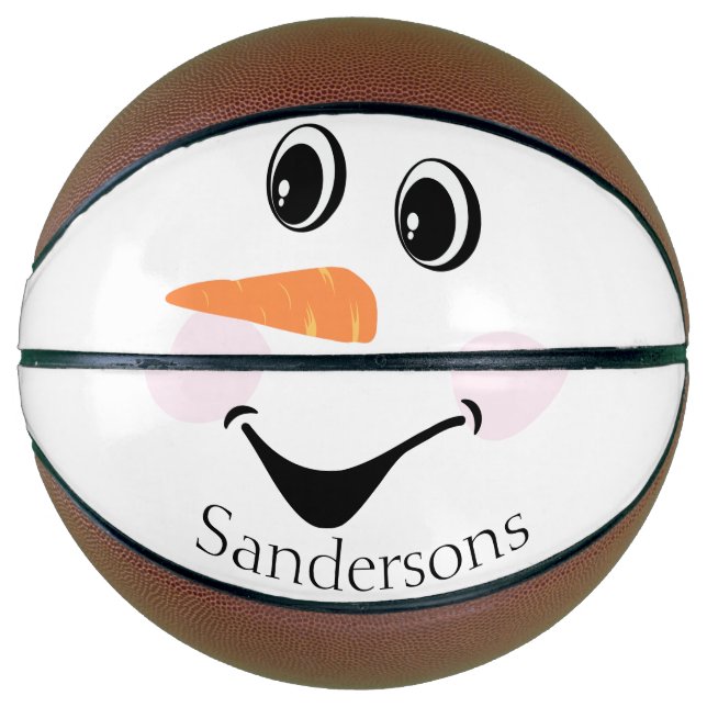Moderner Niedlicher Schneemann gegenüber dem Winte Basketball (Vorderseite)