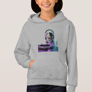 Moderner Nipper-Hund DJ - Retro-Stil Musikliebhabe Hoodie