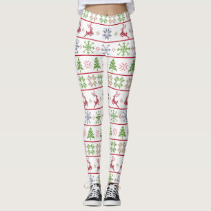 Moderner nordischer Strick Ugly Sweater Red Green Leggings