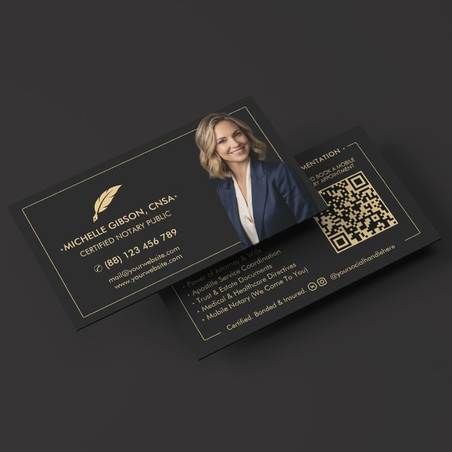 Moderner Notar Öffentlich Schwarzer Executive Unte Visitenkarte (Modern Notary Public Black Executive Signing Agent Business Card)