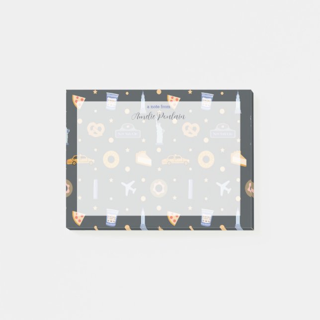 Moderner NYC Muster dunkler Grauname Post-it Klebezettel (Vorderseite)