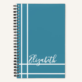 Moderner Ocean Blue Individuelle Name Minimalistis Notizbuch