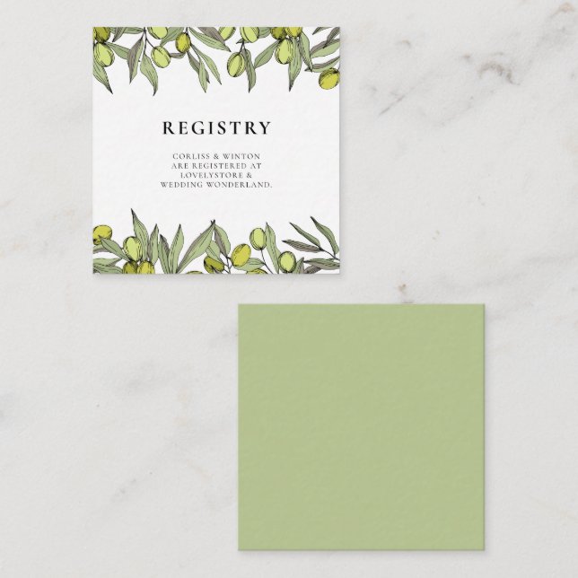 Moderner Olive Branch Ehering Card Begleitkarte (Vorne/Hinten)
