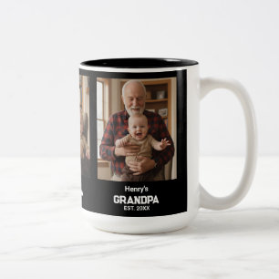 Moderner Opa Est. Name Jahr 3 Foto Zweifarbige Tasse