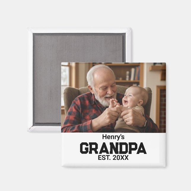 Moderner Opa Established Est. Name Jahr Foto Magnet (Vorderseite/Rückseite)