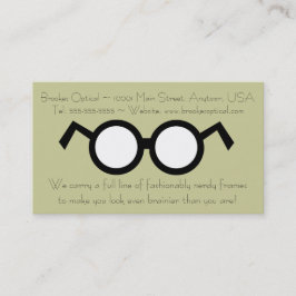 Moderner Optometriker Nerdy Round Black Glasses Visitenkarte
