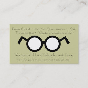 Moderner Optometriker Nerdy Round Black Glasses Visitenkarte