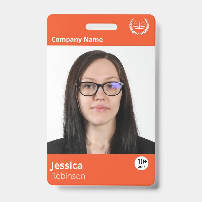 Moderner Orange Beruflich Company ID Mitarbeiter Ausweis (Vorderseite)