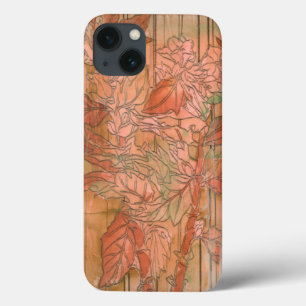 Moderner orange Blumendruck auf abgestreiftem iPhone 13 Hülle
