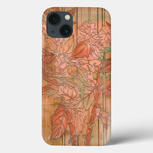 Moderner orange Blumendruck auf abgestreiftem Case-Mate iPhone Hülle (Rückseite)