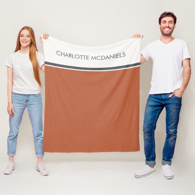 Moderner Orange einfacher Personalisierter Name Fleecedecke (Beispiel)