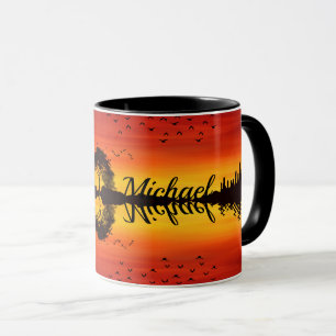 Moderner orangefarbener Gitarrist Name Watercolor Tasse