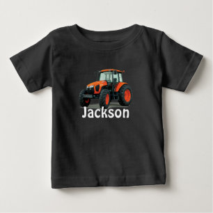 Moderner orangefarbener Landwirtschaftstraktor Baby T-shirt