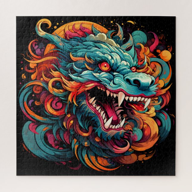 Moderner Orientalischer Drache Majestät Puzzle (Vertikal)