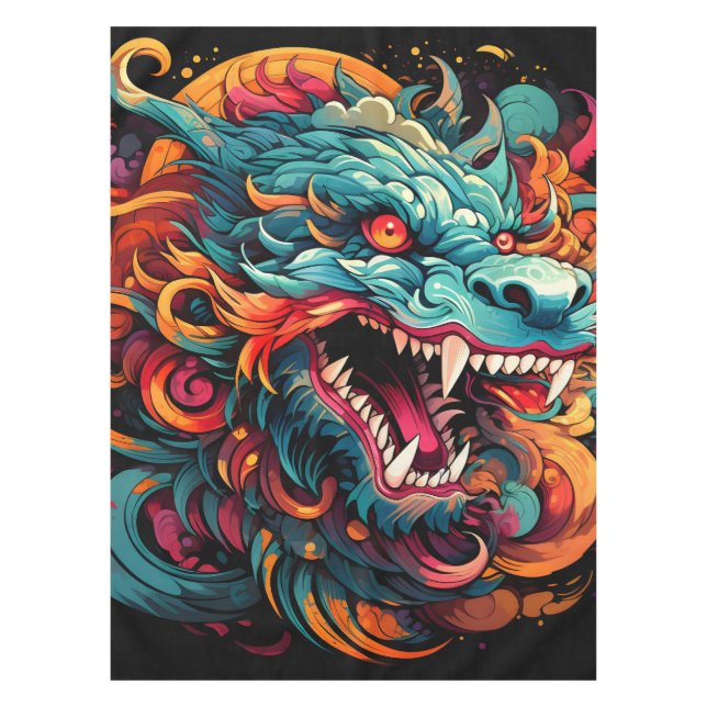Moderner Orientalischer Drache Majestät Tischdecke (Vorderseite)