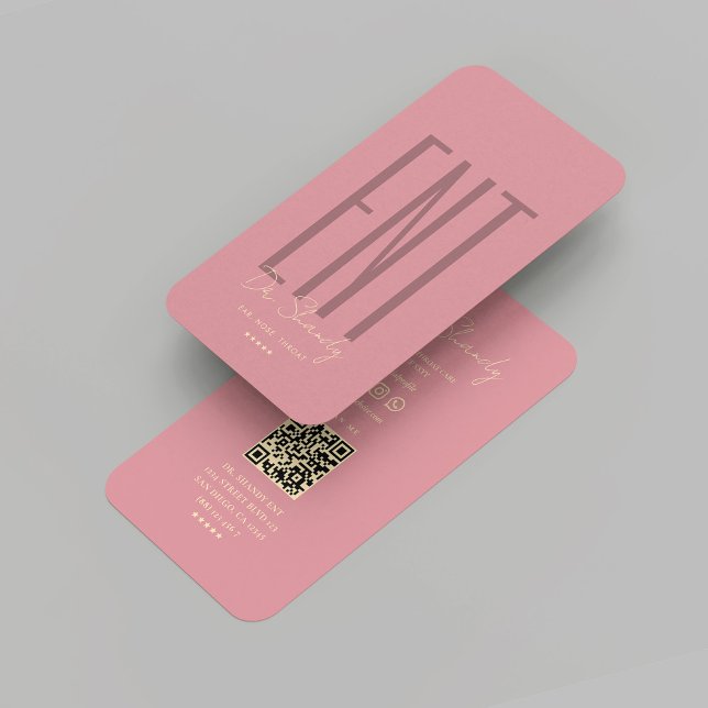 Moderner Otolaryngologe ENT Doctor Gold Pink Visitenkarte (Modern Otolaryngologist ENT Doctor Gold Pink Business Card
)