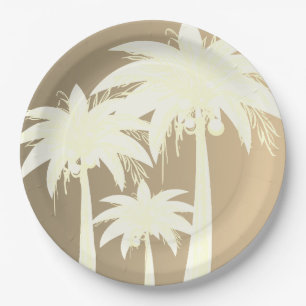 Moderner Palmenbaum Küste Beige Sandstrand Sommer Pappteller