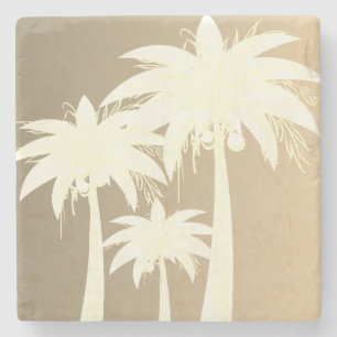 Moderner Palmenbaum Küste Beige Sandstrand Sommer Steinuntersetzer