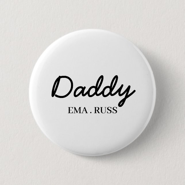 Moderner Papa | Individuelle Kindernamen Stylische Button (Vorderseite)