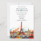 Moderner Pariser Eiffelturm Hochzeit in Urlaubsort Einladung (Vorderseite)