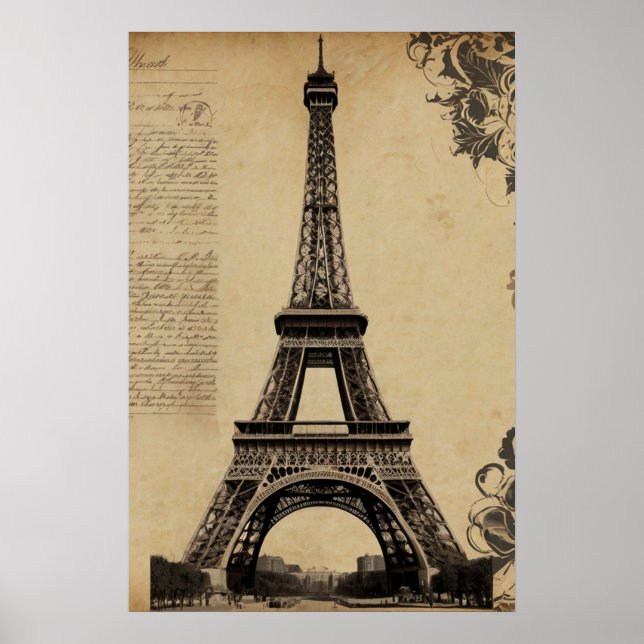 Moderner Pariser Eiffelturm Paris Französisch Vint Poster (Vorne)