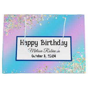 Moderner Pastel Holografic Pink Lila Glitzer Große Geschenktüte