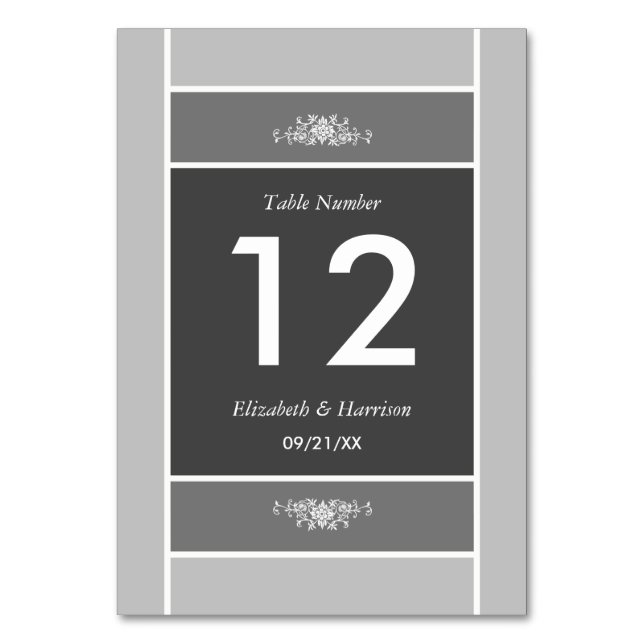 Moderner Pastelblock - Siver Gray - Hochzeit Tischnummer (Vorderseite)
