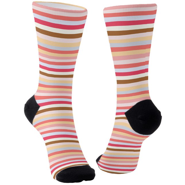 Moderner, pastelförmiger Circus Candy Strip Socken (Warm pastel circus candy striped pastel socks)