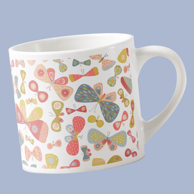 Moderner Pastell Butterfly Espressotasse (Modern pastel butterfly pattern  espresso cup)