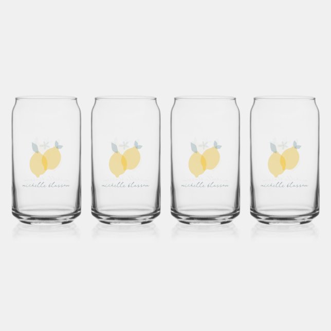 Moderner Pastell Citrus Lemons Muster Individuelle Dosenglas (Vorderseite)