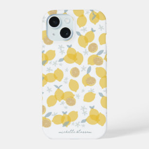 Moderner Pastell Citrus Lemons Muster Individuelle iPhone 15 Hülle