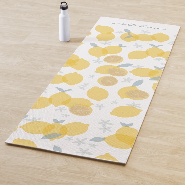 Moderner Pastell Citrus Lemons Muster Individuelle Yogamatte (Beispiel)