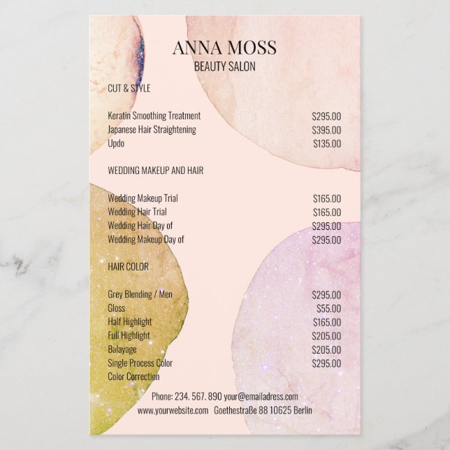 Moderner Pastell Glitter Flyer (Vorne)
